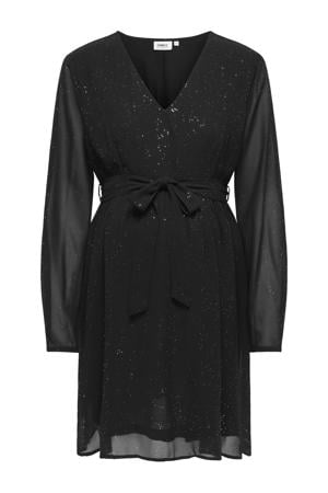 zwangerschaps glitterjurk met glitter zwart