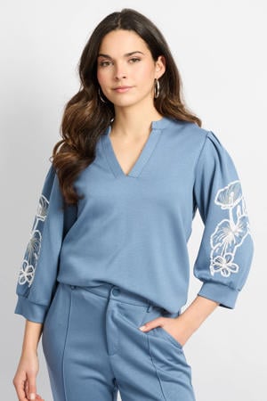 gebloemde sweater met pailletten