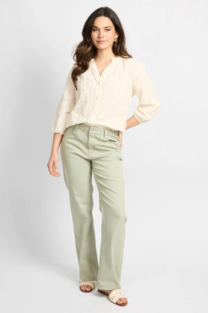 bootcut regular waist cropped broek mintgroen