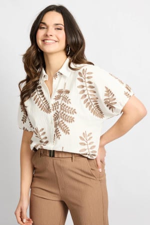 gebloemde blouse ecru