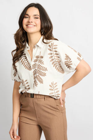 gebloemde blouse ecru