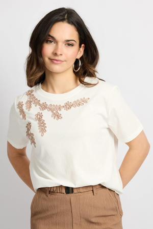gebloemd T-shirt wit