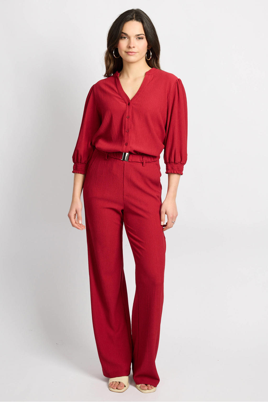 Rode dames CS the Label regular waist broek met effen
