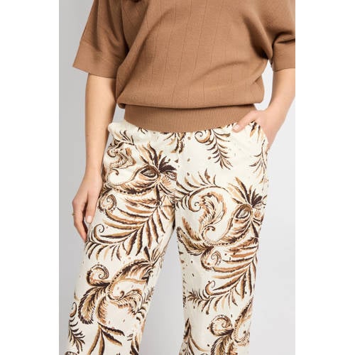 CS the Label regular waist casual broek met paisley print bruin afbeelding