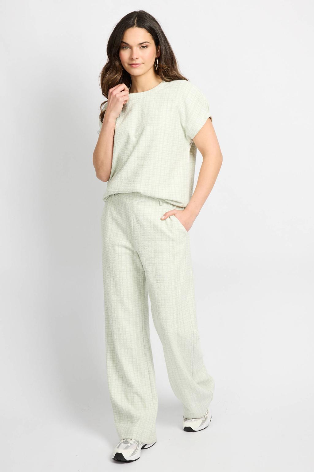 Mintgroene dames CS the Label straight regular waist broek met effen
