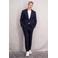 LERROS slim pantalon met wol donkerblauw