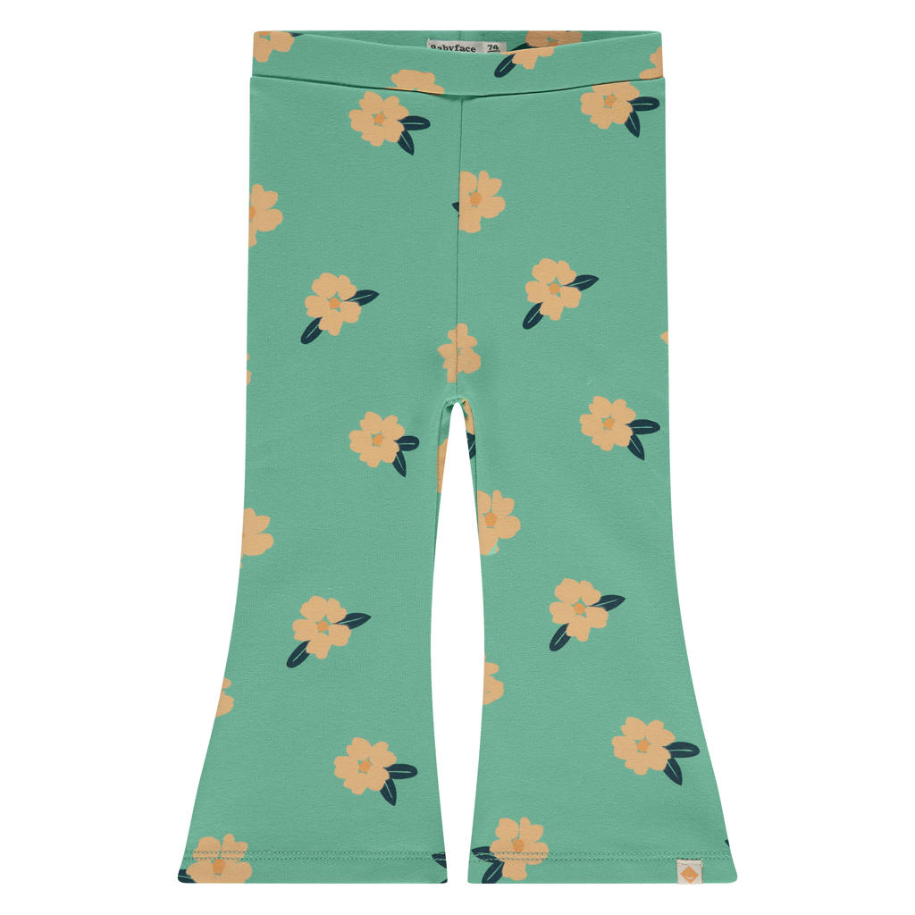 Groene meisjes Babyface flared gebloemde legging van katoen met regular waist en elastische tailleband