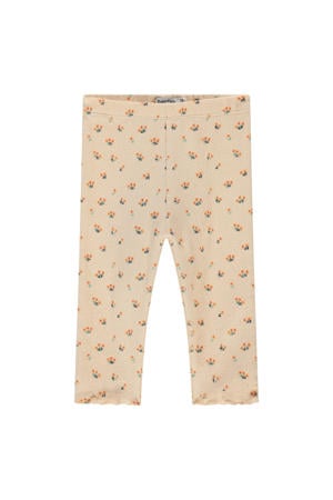 gebloemde legging beige/oranje