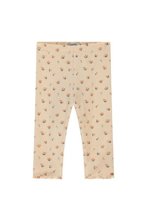 gebloemde legging beige/oranje
