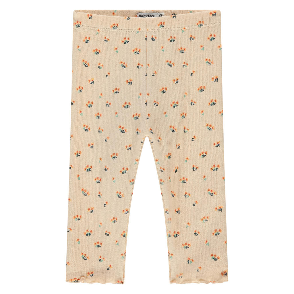 Beige en oranje meisjes Babyface gebloemde legging van katoen met elastische tailleband