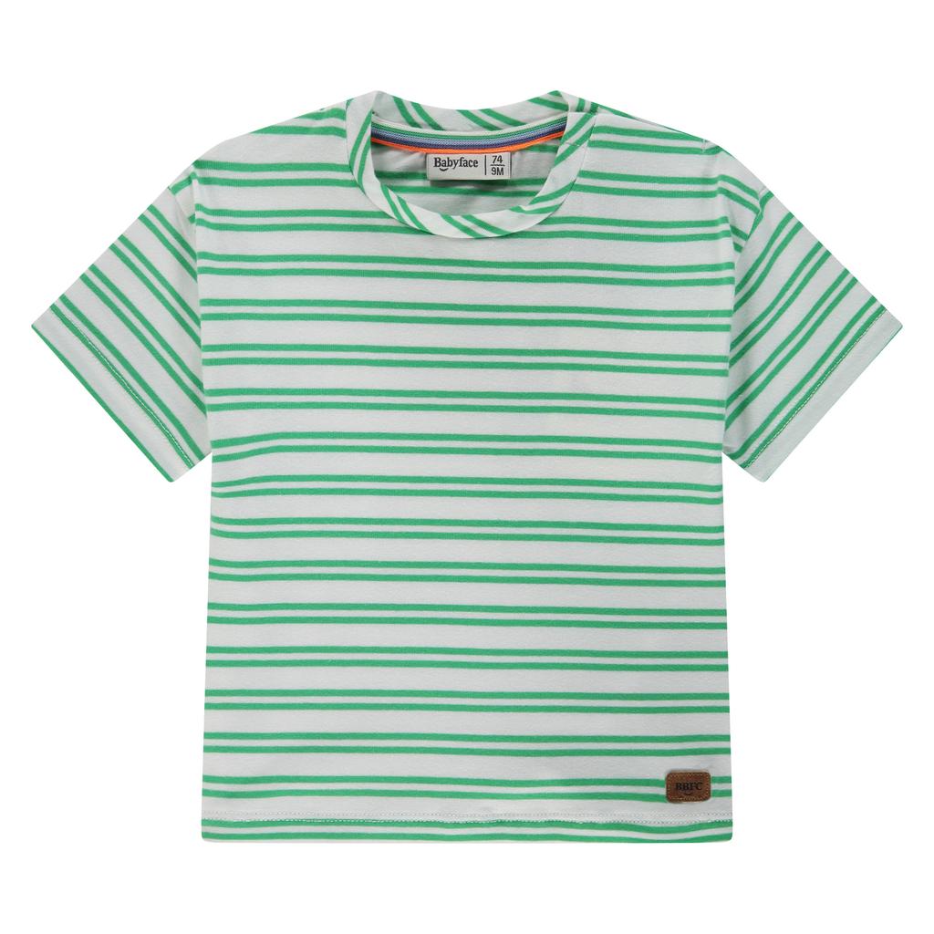 Groen en witte jongens Babyface gestreept T-shirt van stretchkatoen met korte mouwen en ronde hals