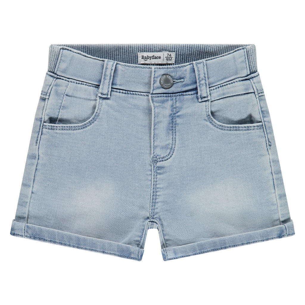 Light blue denim jongens Babyface short van denim met rits- en knoopsluiting en effen