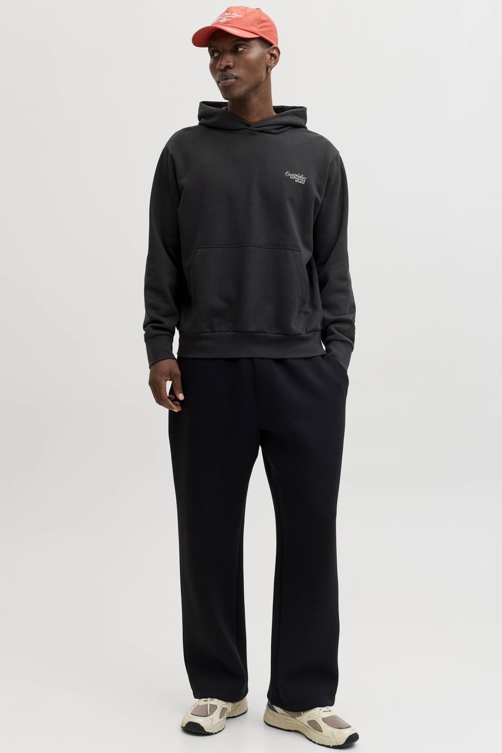 JACK & JONES hoodie met backprint zwart