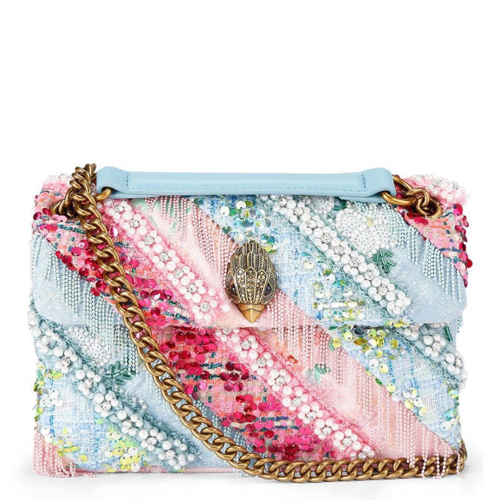 Kurt Geiger crossbody tas Kensington met pailletten blauw/roze