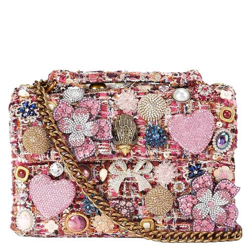 Kurt Geiger tweed crossbody tas Kensington met applicaties roze afbeelding