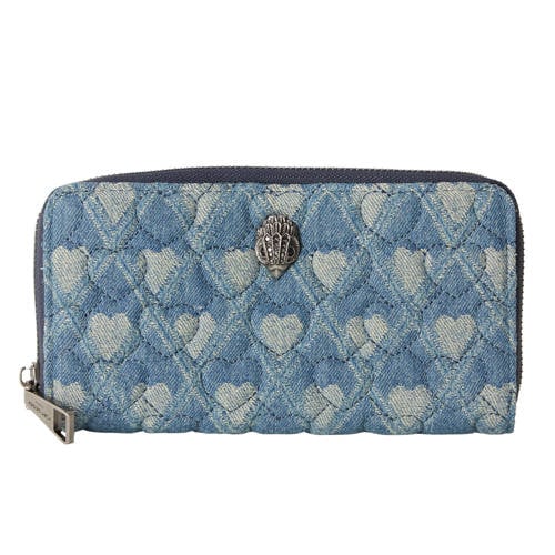 Kurt Geiger denim portemonnee Kensington met hartjes blauw afbeelding