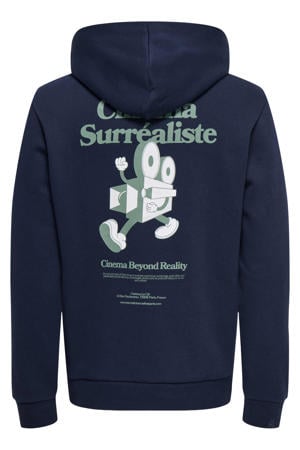 hoodie met backprint donkerblauw