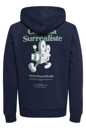 hoodie met backprint donkerblauw