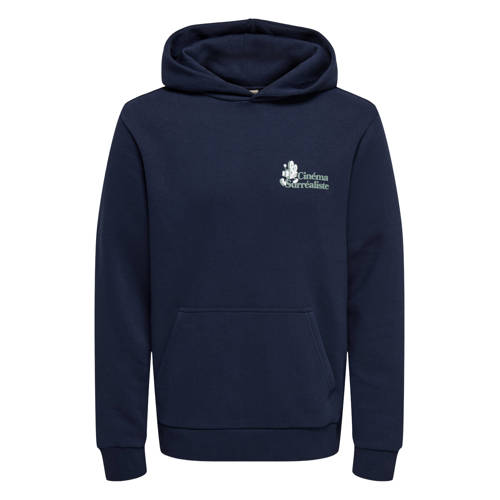 ONLY & SONS hoodie met backprint donkerblauw afbeelding