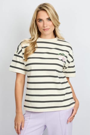 gestreept T-shirt ecru