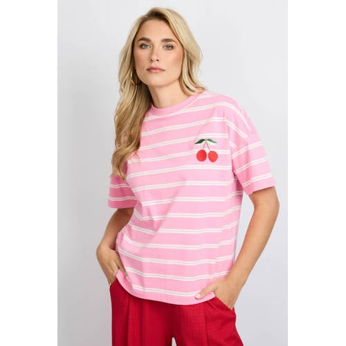 FLURESK gestreepte T-shirt roze afbeelding