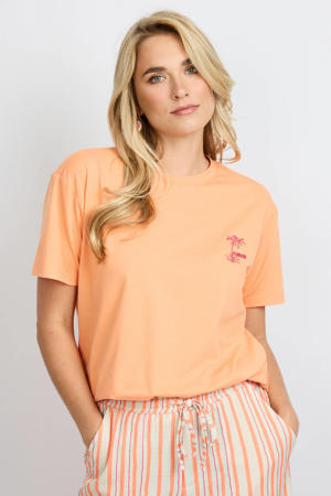 T-shirt met backprint oranje