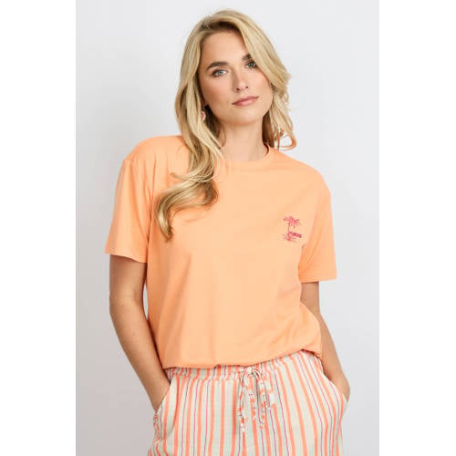 FLURESK T-shirt met backprint oranje afbeelding