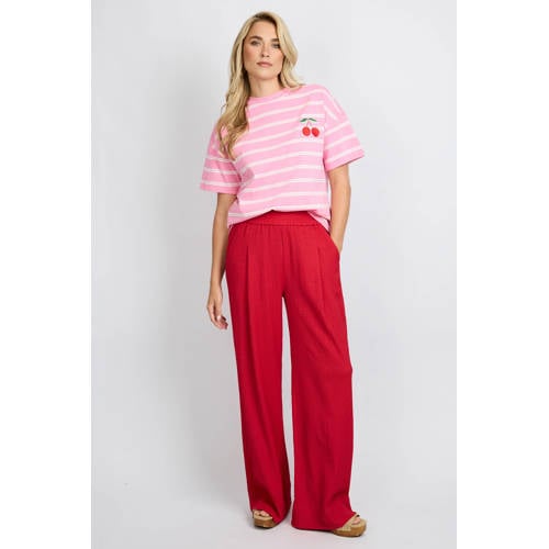 FLURESK straight regular waist broek rood afbeelding