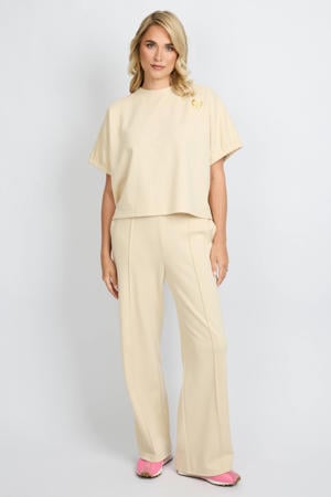 straight high waist casual broek zand