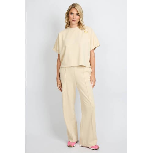 FLURESK straight high waist casual broek zand afbeelding