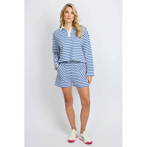 FLURESK straight regular waist gestreepte sweatshort blauw afbeelding