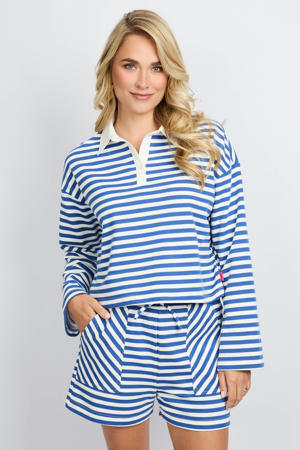 gestreepte polo blauw