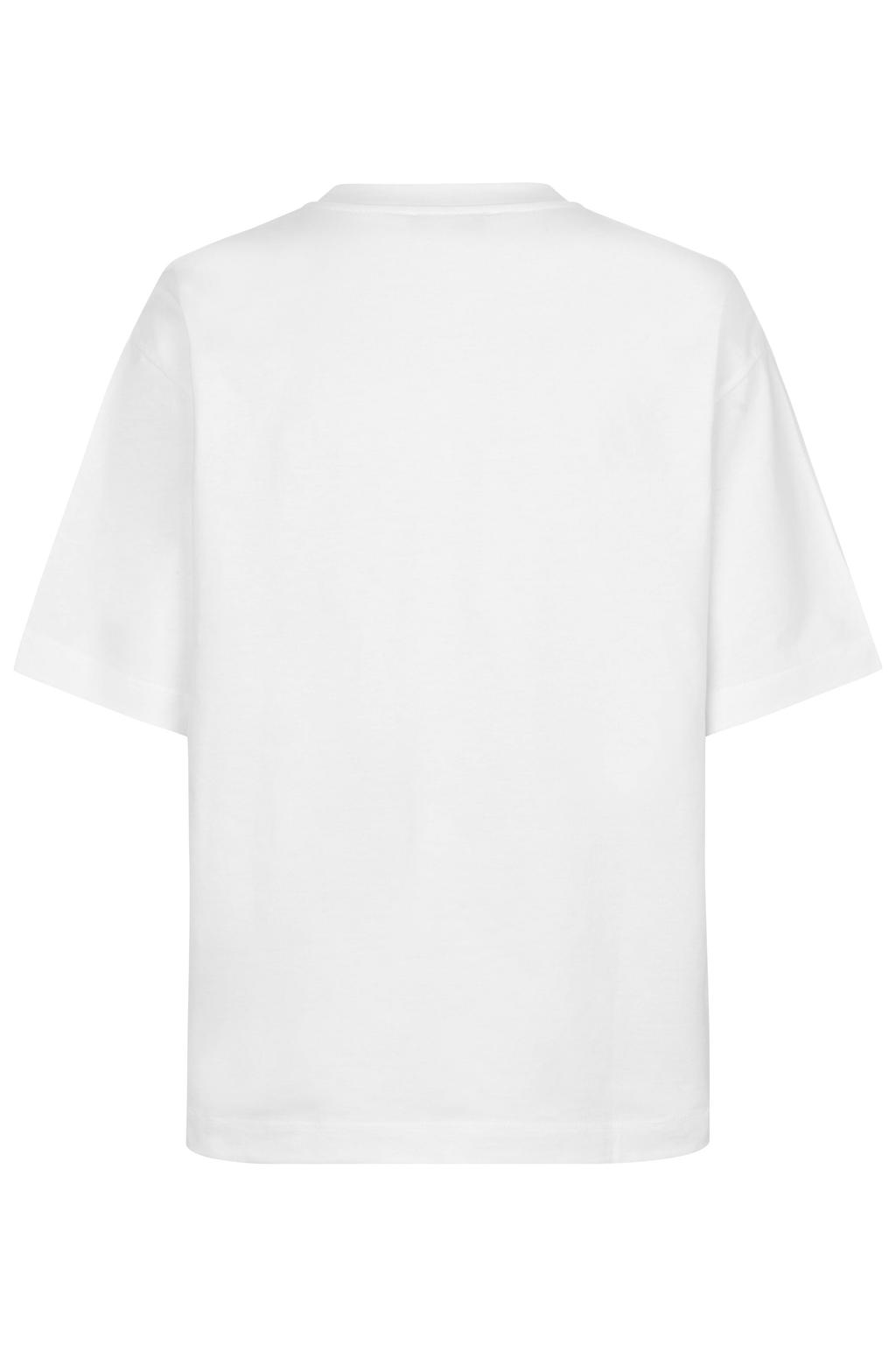Ecru dames Modström T-shirt van katoen met effen, korte mouwen en ronde hals