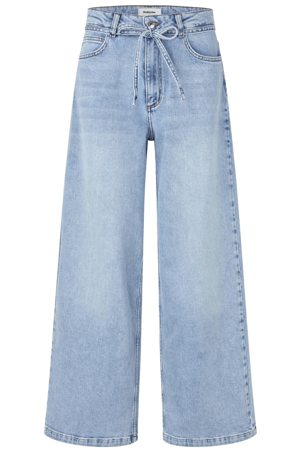 Medium blue denim dames Modström wide leg jeans van denim met rits- en knoopsluiting en effen