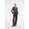 Modström imitatieleren wide leg regular waist broek bruin