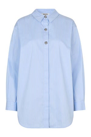 blouse met krijtstreep lichtblauw
