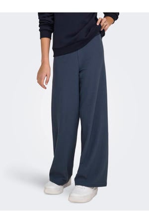 wide leg casual broek grijsblauw