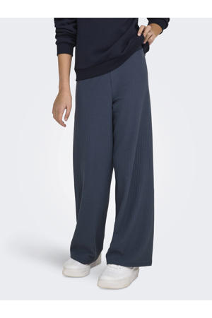 wide leg casual broek grijsblauw
