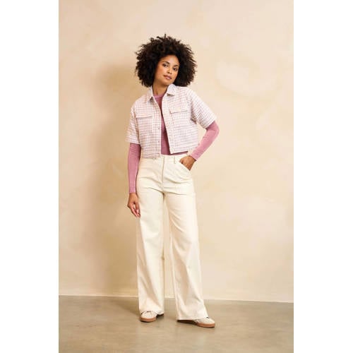 Lofty Manner geruit cropped blazer roze afbeelding