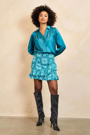 satijnen blouse blauw