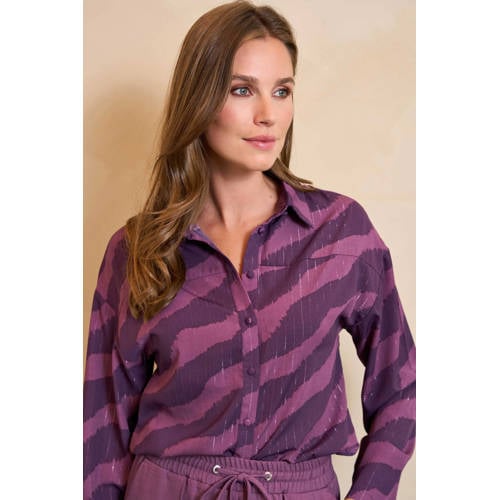 Lofty Manner gestreepte blouse paars afbeelding
