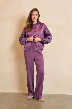 wide leg high waist broek paars