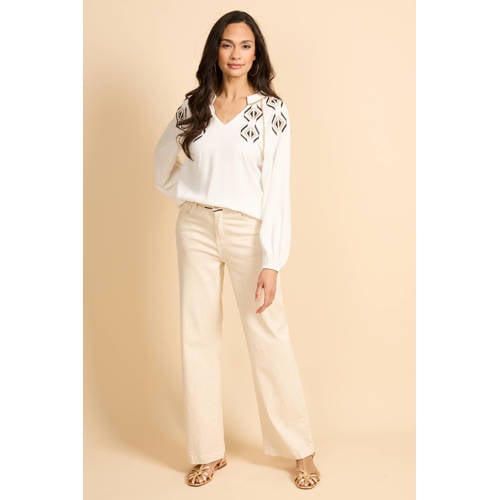 G-maxx Blythe jeans wide leg jeans crème afbeelding
