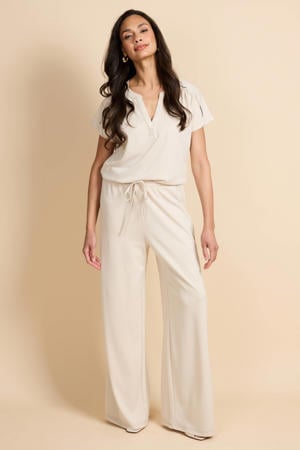wide leg regular waist casual broek crème