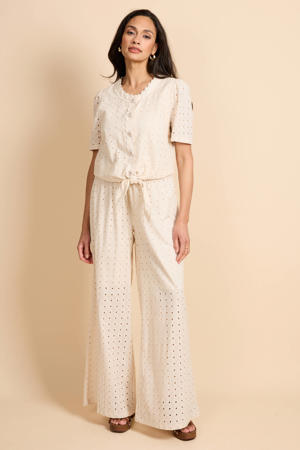 wide leg regular waist casual broek crème