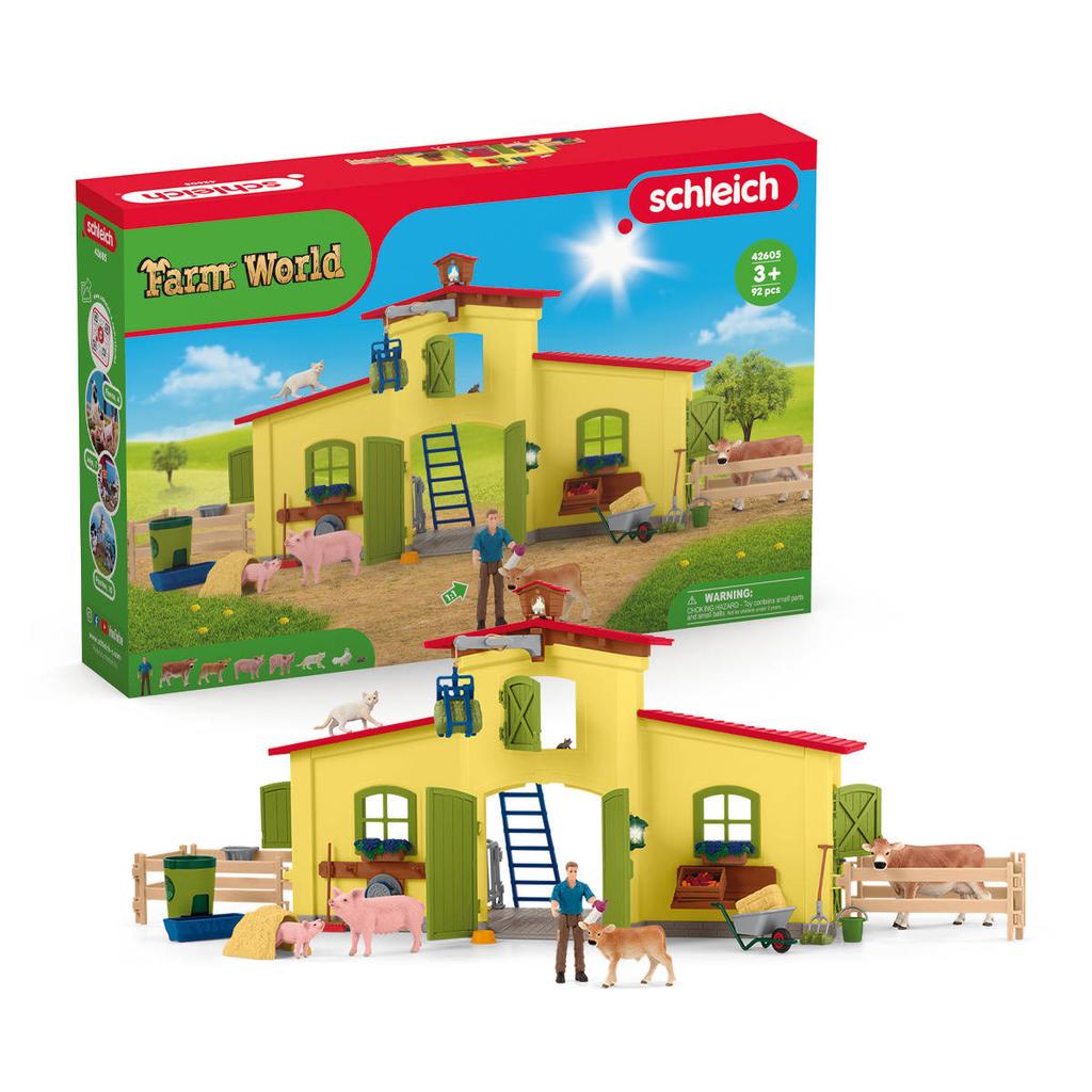 Schleich Farm World Grote stal, geel