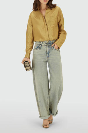 satijnen blouse goud