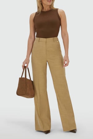 wide leg high waist pantalon camel