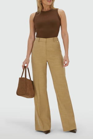 wide leg high waist pantalon camel