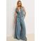 JOSH V wide leg regular waist broek medium blue denim